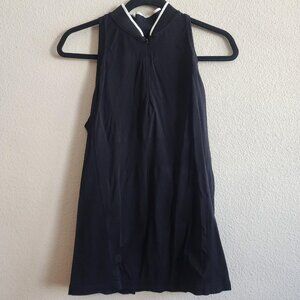Athleta Tank Top Womens Medium Black Mesh Racerback Zip Athletic Sleeveless Gym